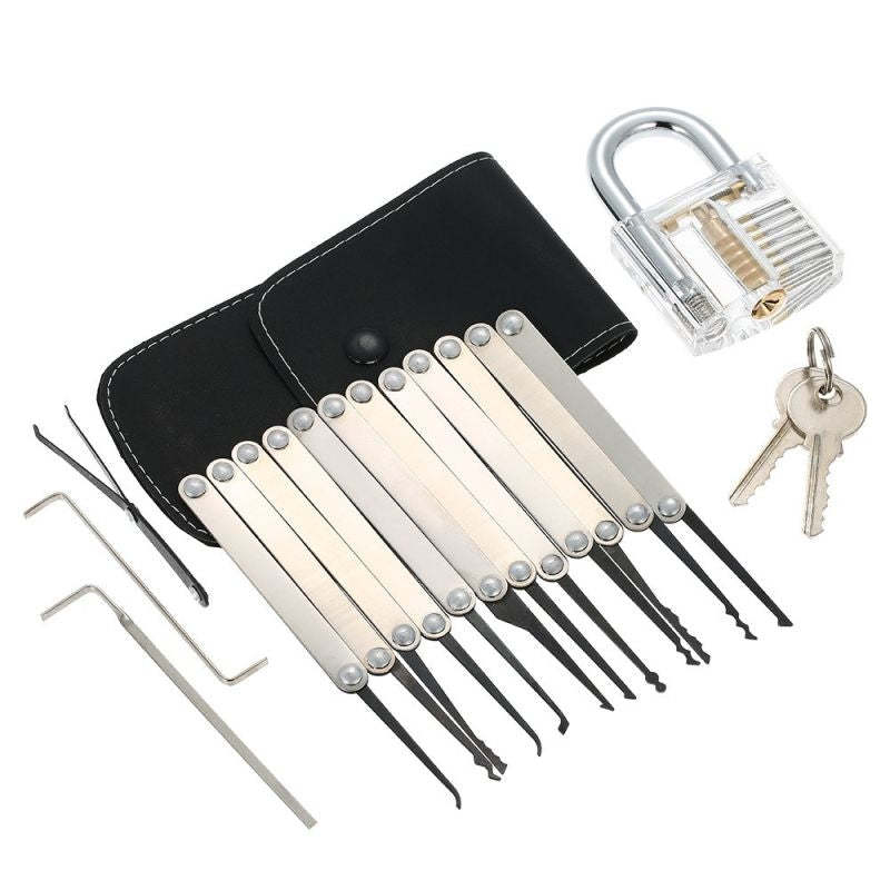 Lock Picking Set Kit Tool With Transparent Practice Training Padlock Lock For Locksmith Beginners And Professional-xinru shop