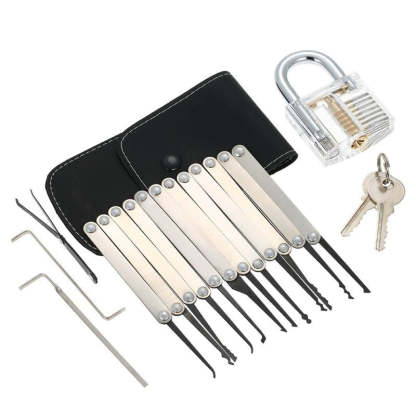 Lock Picking Set Kit Tool With Transparent Practice Training Padlock Lock For Locksmith Beginners And Professional-xinru shop