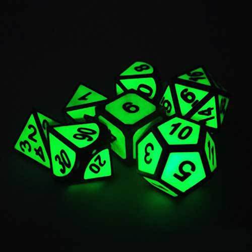 Glow In The Dark Metal Polyhedral Dice Set-xinru