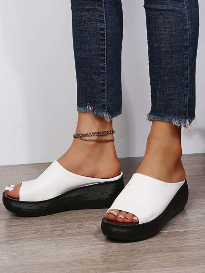 Women's Summer Flat Slippers Round Toe Platform Sandals-xinru