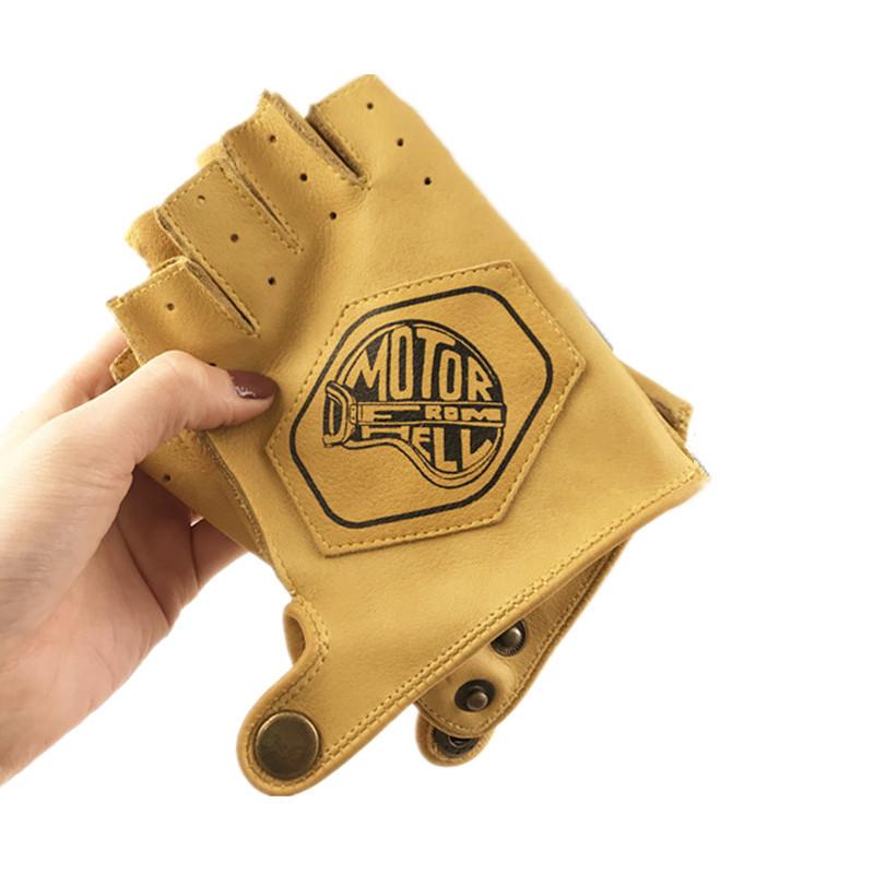 Motorcycle Retro Half Finger Gloves-xinru shop