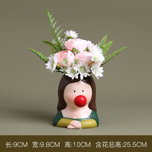 Creative Interesting Cartoon Animal Head Flowers Plant Pot-xinru