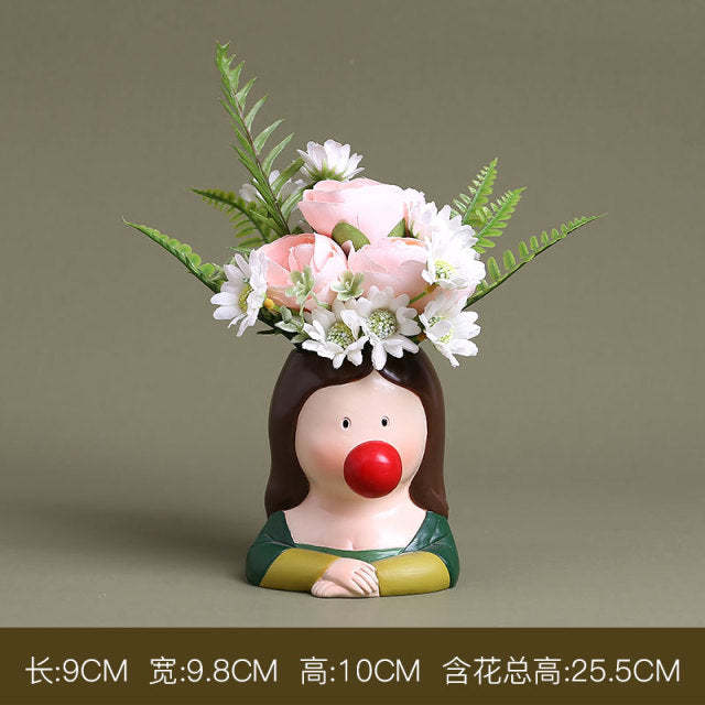 Creative Interesting Cartoon Animal Head Flowers Plant Pot-xinru