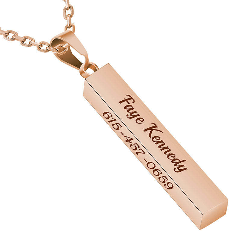 Mother's Day Gift Personalized Custom Engraved 3D Bar Necklace-xinru