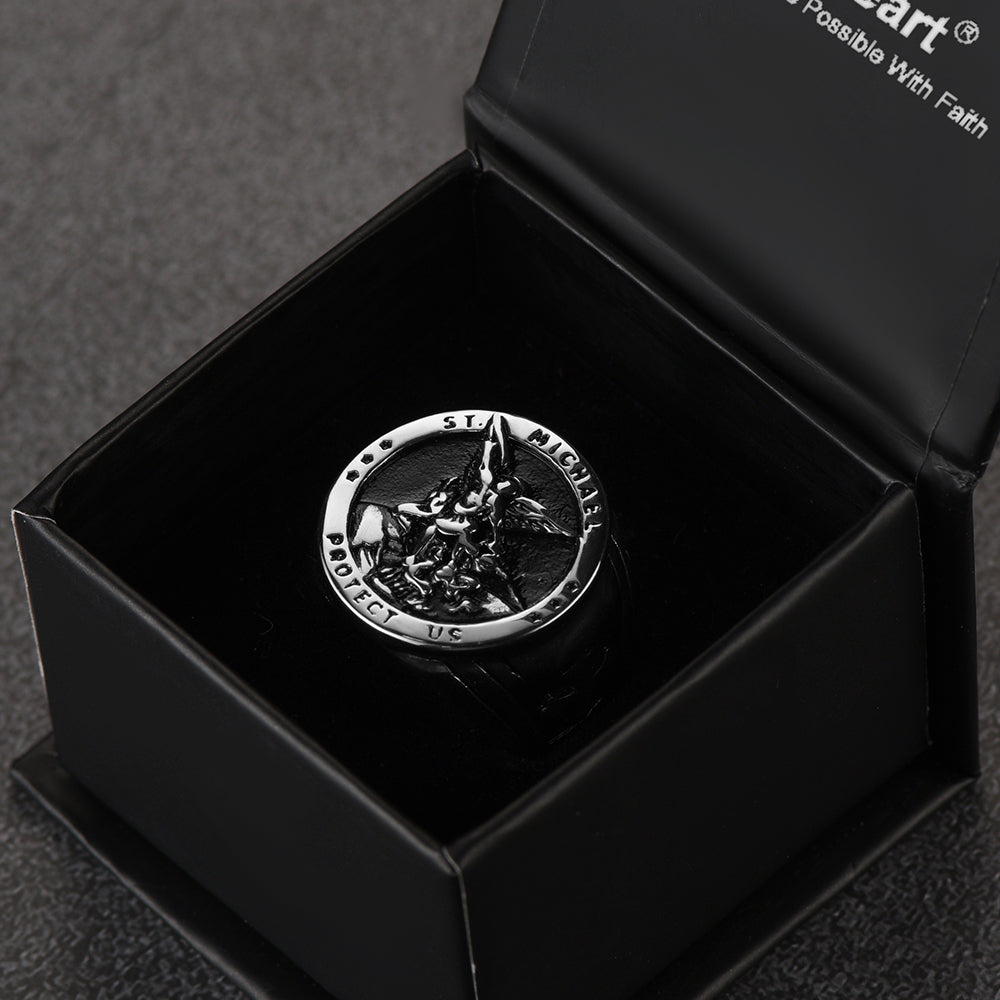 St Michael Ring Stainless Steel Archangel Michael Ring For Men-xinru