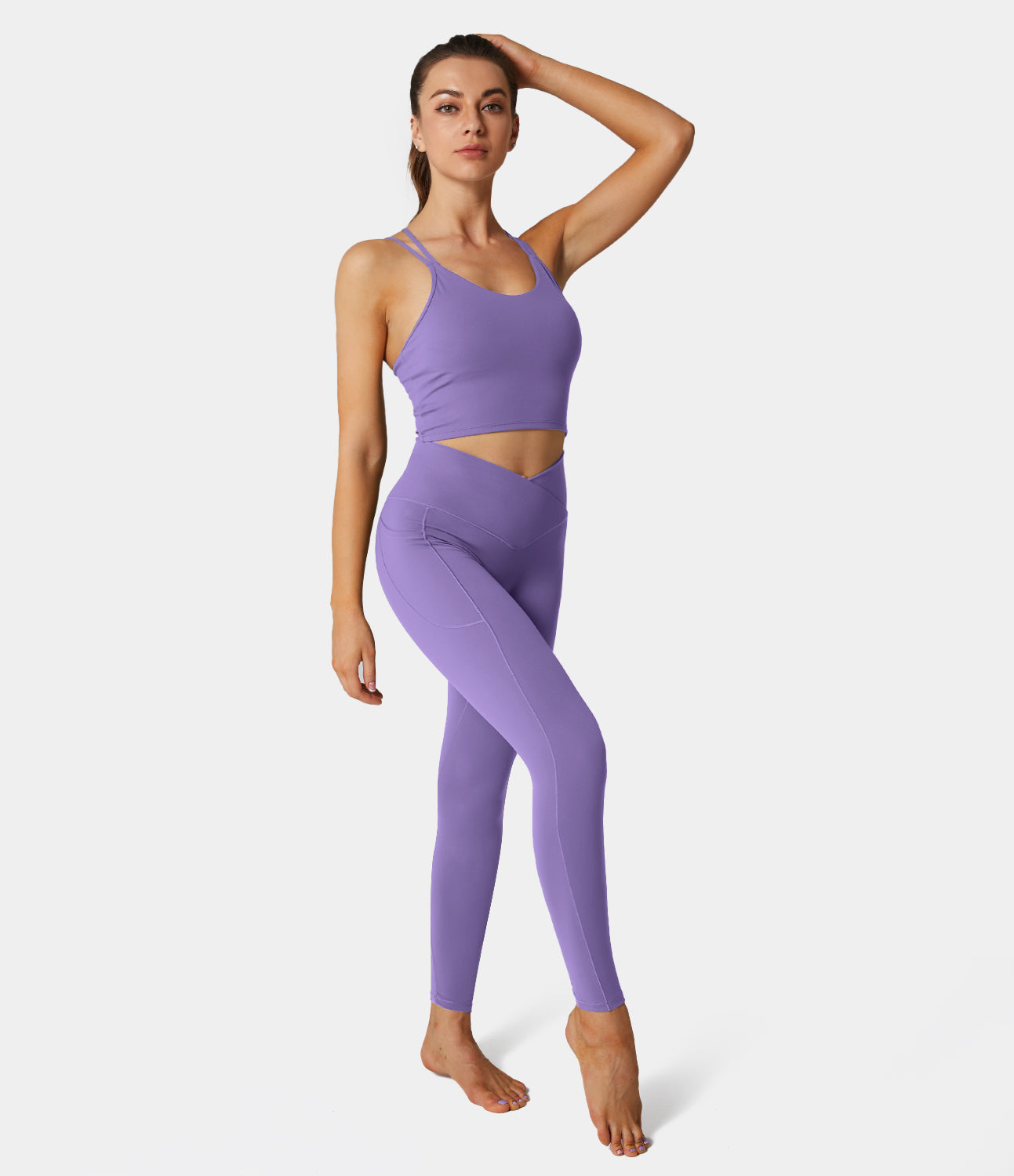 Cloudful® Crossover Pocket Plain 7/8 Leggings-xinru shop