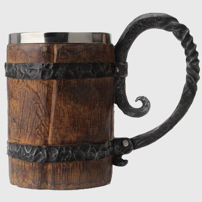 Viking Wooden Barrel Stainless Steel Resin Mug-xinru