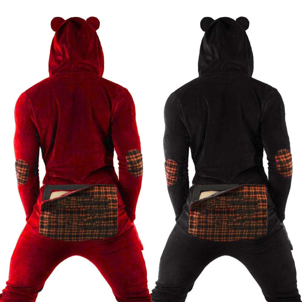 Unisex Bear Rompers Hooded Button Back Flap-xinru