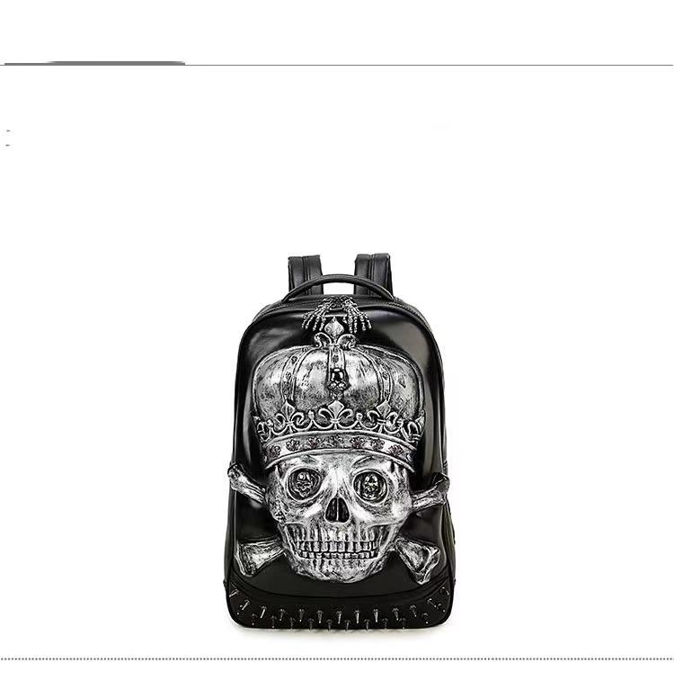 3D Leather Skull Backpack-xinru shop