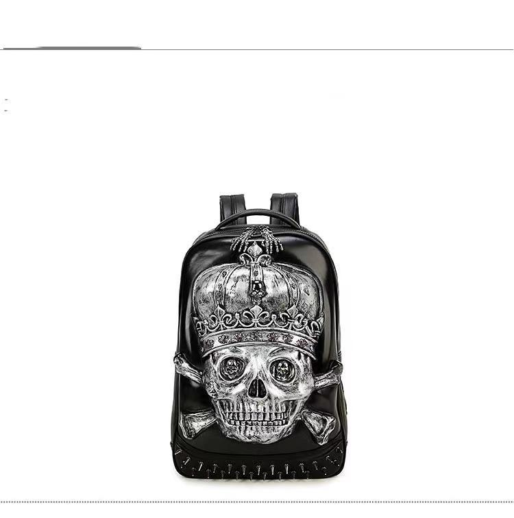 3D Leather Skull Backpack-xinru shop