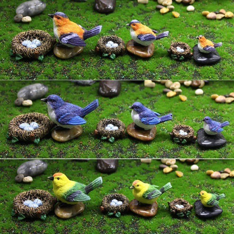 Figurines Simulation Cute Miniature Bird Resin Magpie Mini Dollhouse Decor-xinru