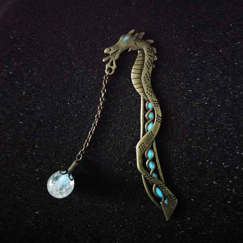 Retro Luminous Night Dragon Bookmark Label Reading Maker Book Stationery-xinru