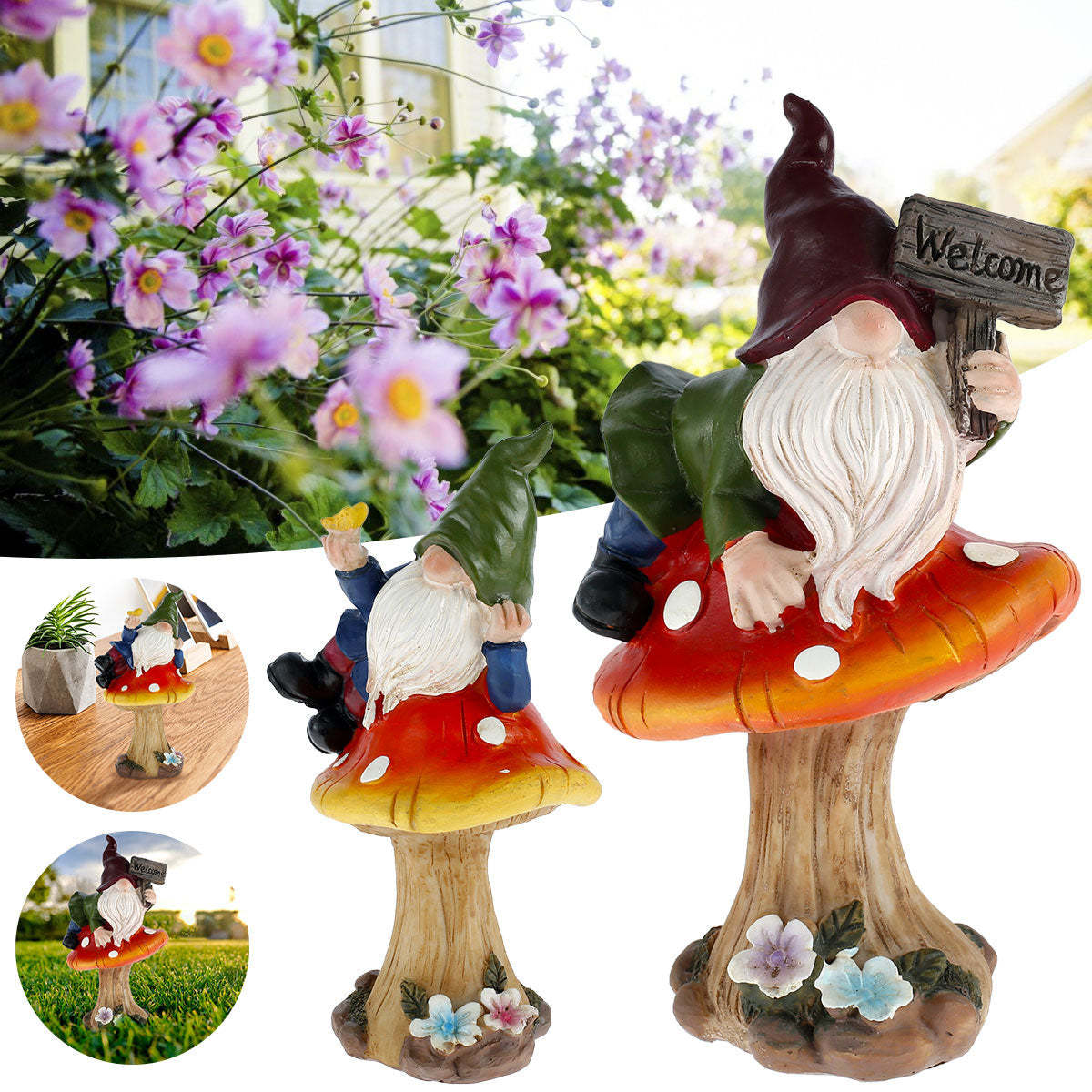 Gnomes Garden Decorations Sculptures Statues Decor Figurine Mushrooms Gift-xinru