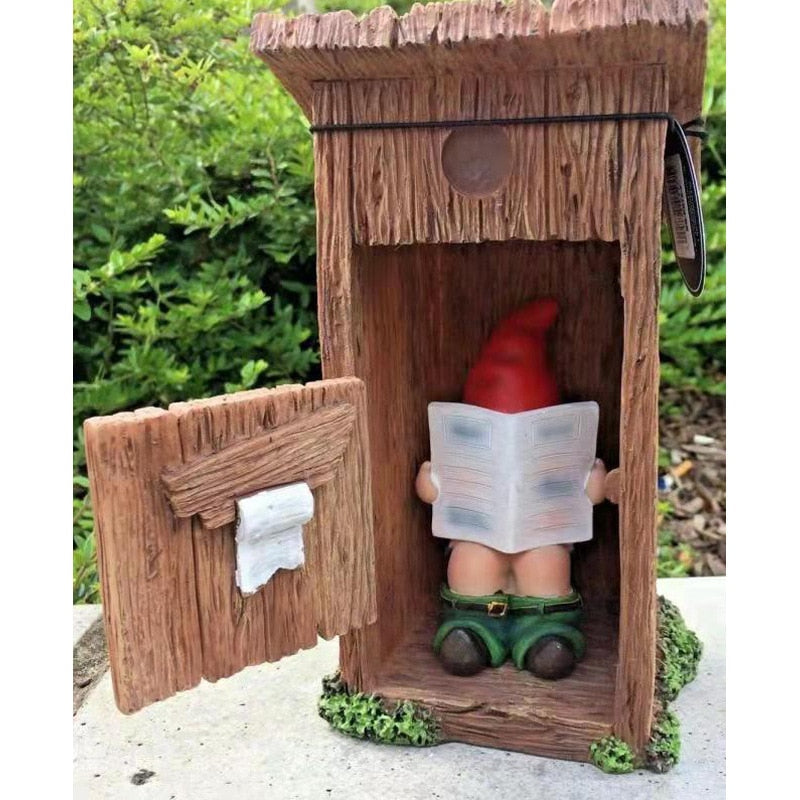 Gnome Dwarf Garden Statue Dwarf Reading Newspaper Closed Resin Crafts-xinru