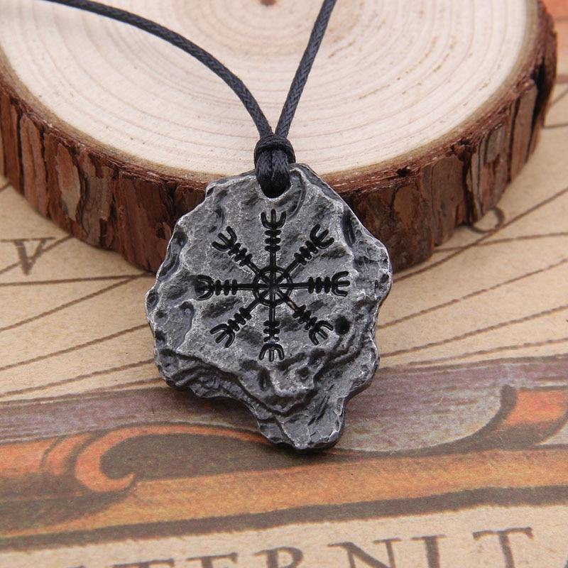 Unisex Viking Aegishjalmr Helm Of Awe Pendant Necklace-xinru