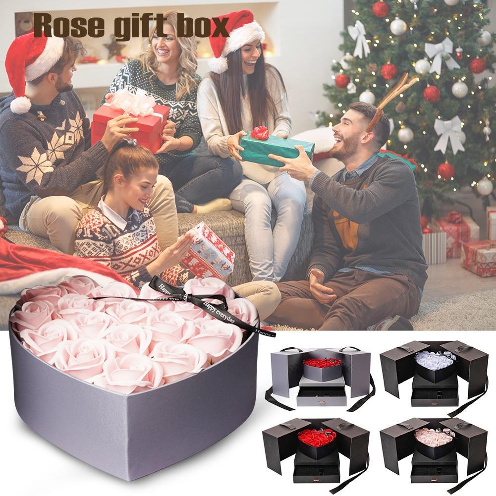 Deluxe Heart Rose Bouquet Immortal Enchanted Soap Flower With Gift Box-xinru