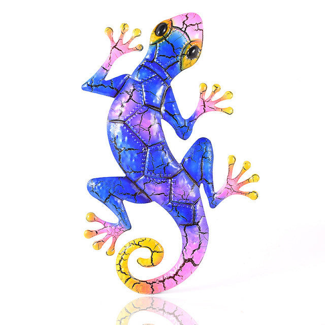 Metal Hollowed Gecko Home Wall Decor Lizard Sculpture Crafts Art Ornaments-xinru