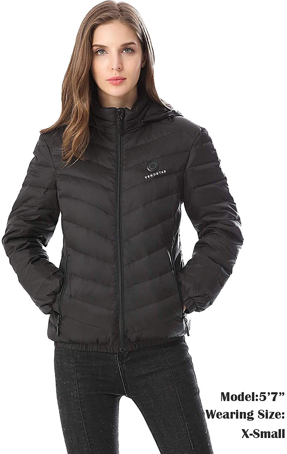 Women's Down Heated Jacket with Battery Pack 7.4V-xinru shop