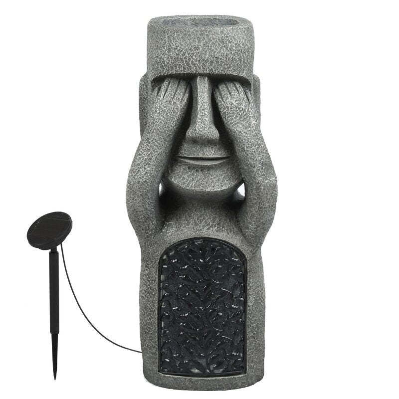 See Hear Speak Gray Mgo Set 3 Garden Easter Solar Statues-xinru