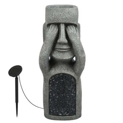 See Hear Speak Gray Mgo Set 3 Garden Easter Solar Statues-xinru