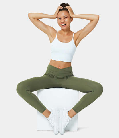 Cloudful® Crossover Pocket Plain 7/8 Leggings-xinru shop