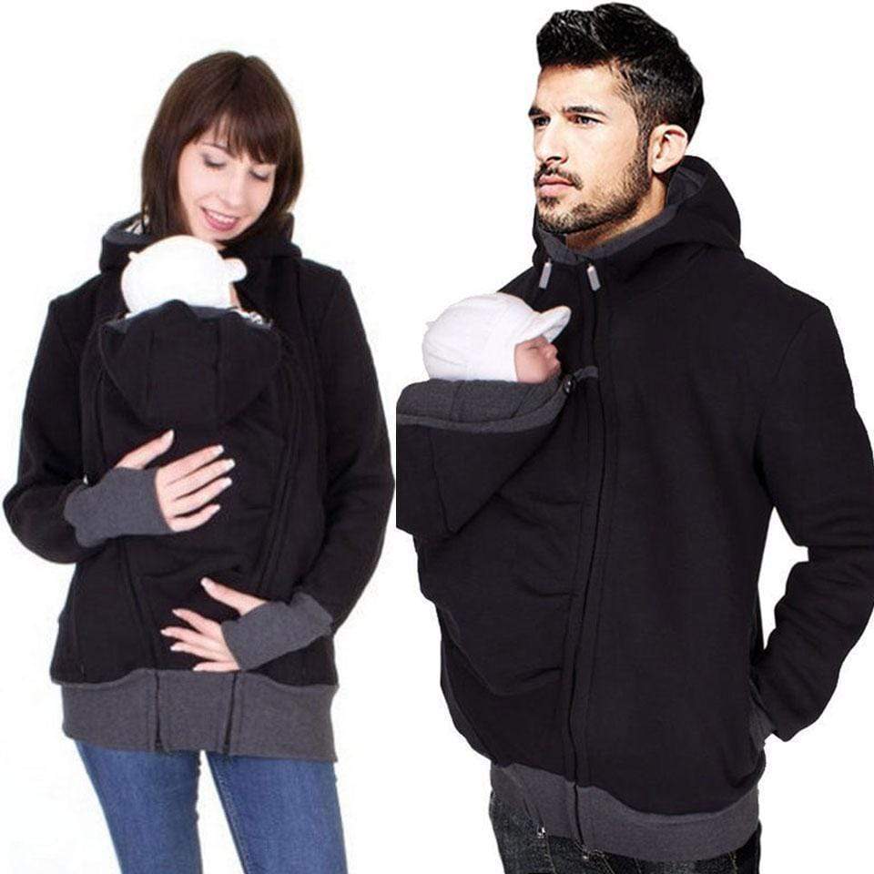 Winter Dad Mom Baby Kangaroo pocket Carrier Hoodies-xinru shop