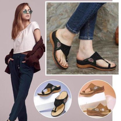 Flower Embroidered Flip Flop Orthopedic Arch-Support Sandals-xinru shop