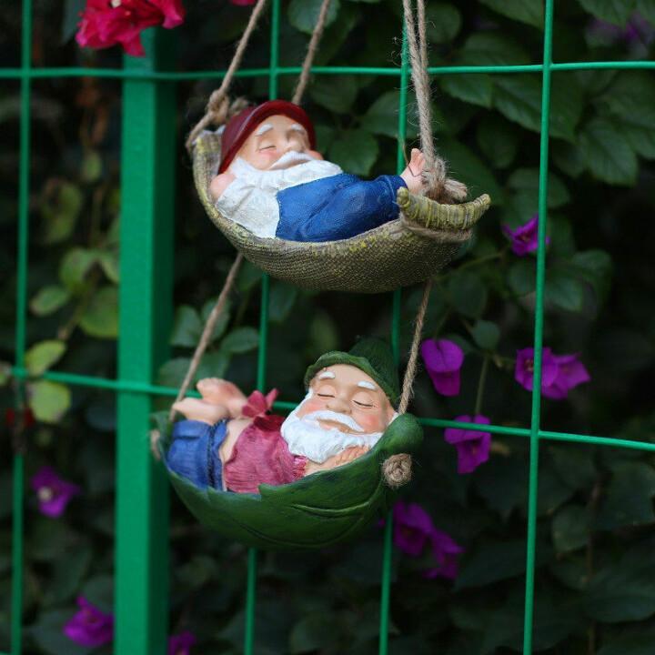 Funny Garden Gnomes Outdoor Hanging Statue Hammock Gnome-xinru