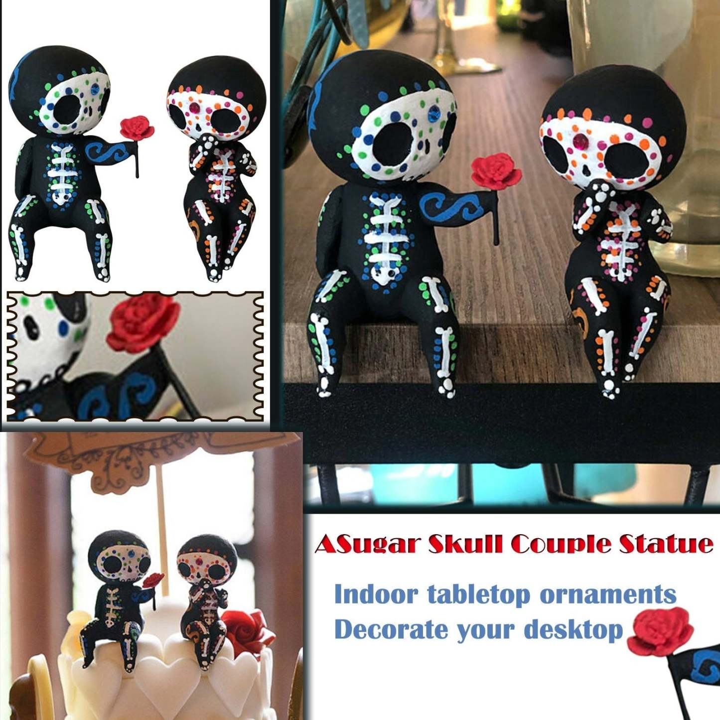 Sugar Skull Couple Figurine Home Decoration-xinru shop