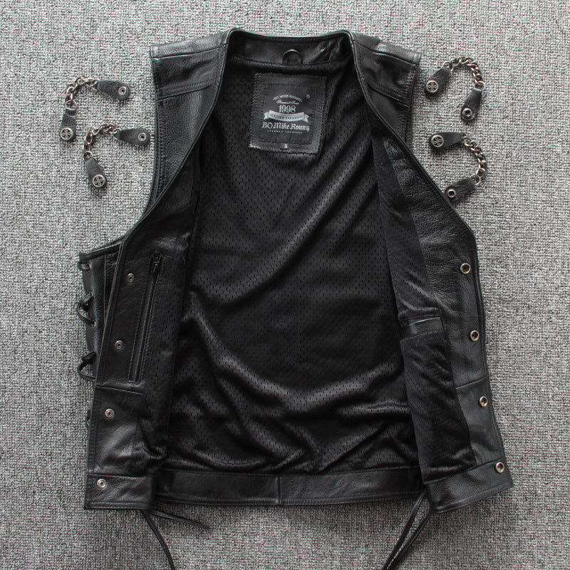 Motorcycle Chain Leather Vest-xinru shop
