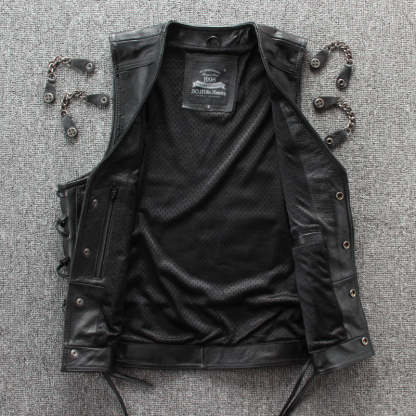 Motorcycle Chain Leather Vest-xinru shop