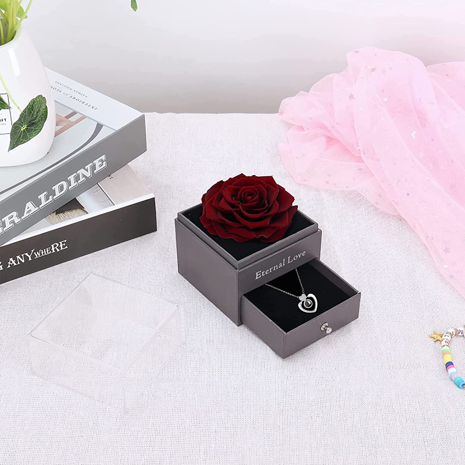 Mother's Day Gift Rose I Love You Necklace In 100 Languages-xinru