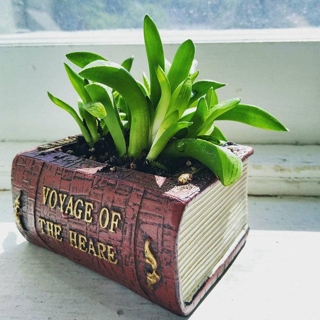 Vintage Book Succulent Herb Planter Flower Basket Pot Plant Home Decor-xinru