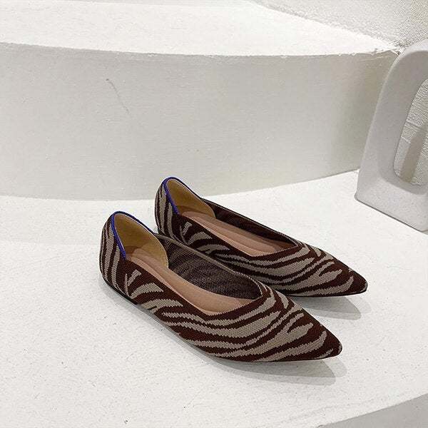 Fashion Knitted Pointed Shoes Flat Bottom Comfortable Plus Size-xinru