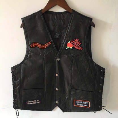 Hand Embroidery Motorcycle Leather Vest For Rider-xinru shop