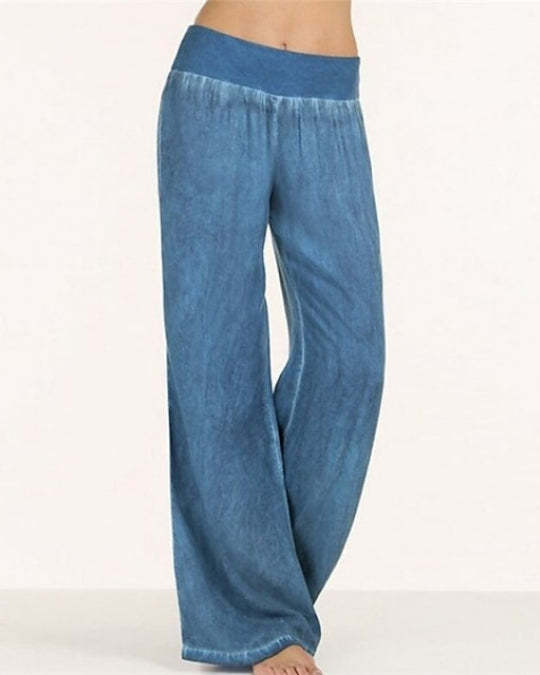 Women's High Waist Elastic Waistband Palazzo Wide Leg Yoga Pants-xinru