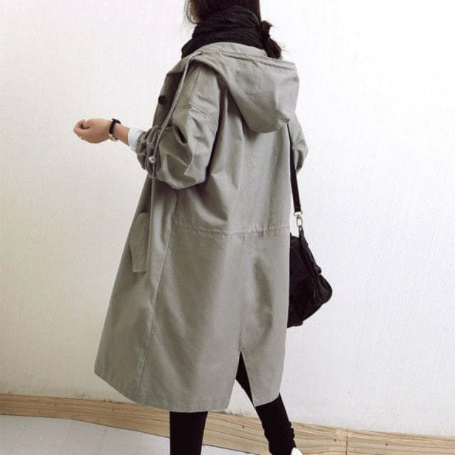 Resistant Oversized Hooded Windbreaker Rain Jacket-xinru