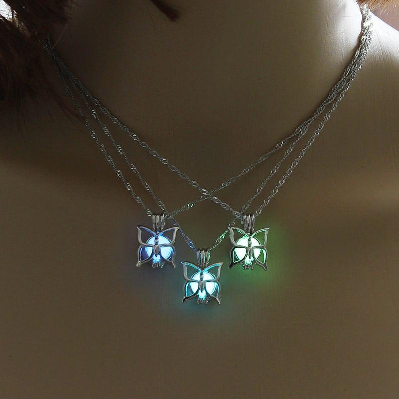 Ladies Luminous Bead Butterfly Necklace-xinru