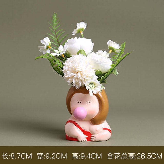 Creative Interesting Cartoon Animal Head Flowers Plant Pot-xinru