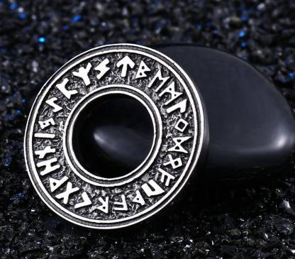 Viking Elder Futhark Runic Circle Rune Alphabet Wheel Pendant Necklace Jewelry-xinru
