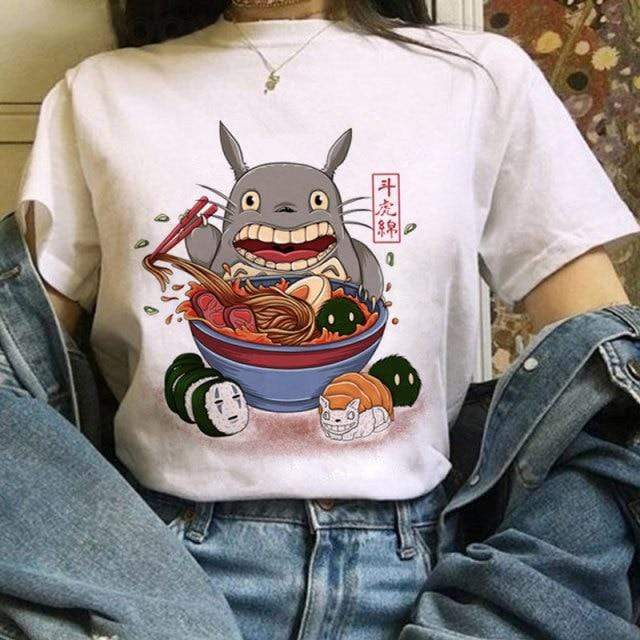 Totoro Studio Ghibli Harajuku Kawaii T-Shirt For Women Ullzang Miyazaki Hayao Tshirt-xinru