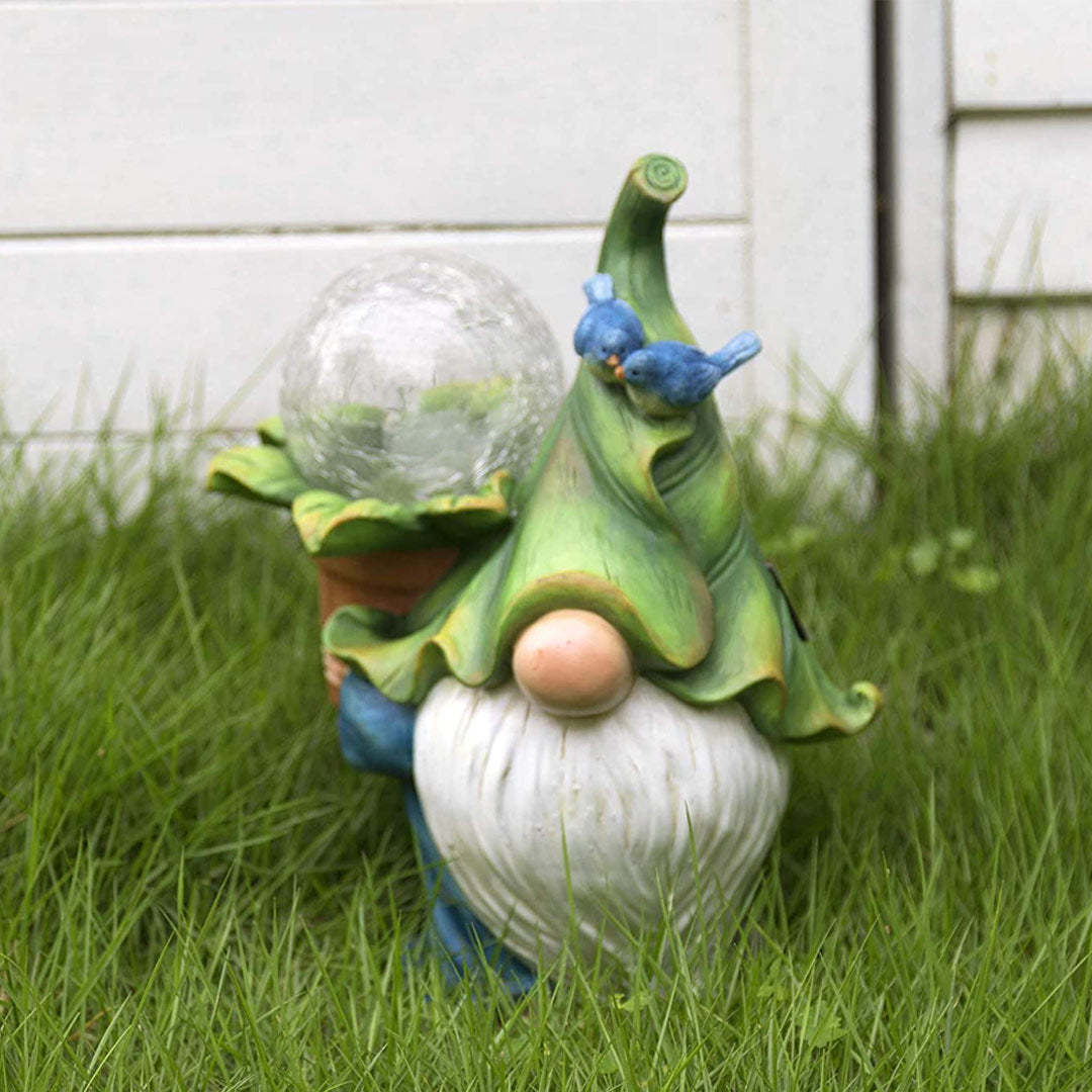 Magic Ball Welcome Outdoor Funny Gnome Solar LED Lights Figurine Ornament Decor-xinru