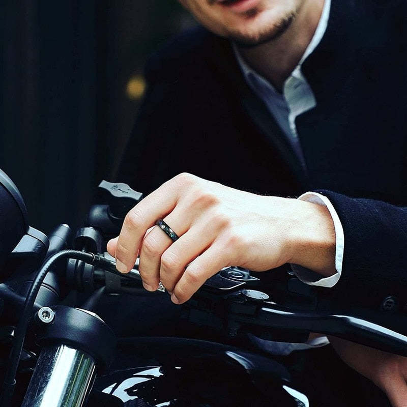 Galaxy Opal Inlay And Black Sand Unisex Ring-xinru