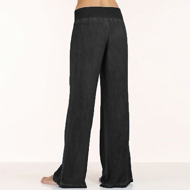 Women's High Waist Elastic Waistband Palazzo Wide Leg Yoga Pants-xinru