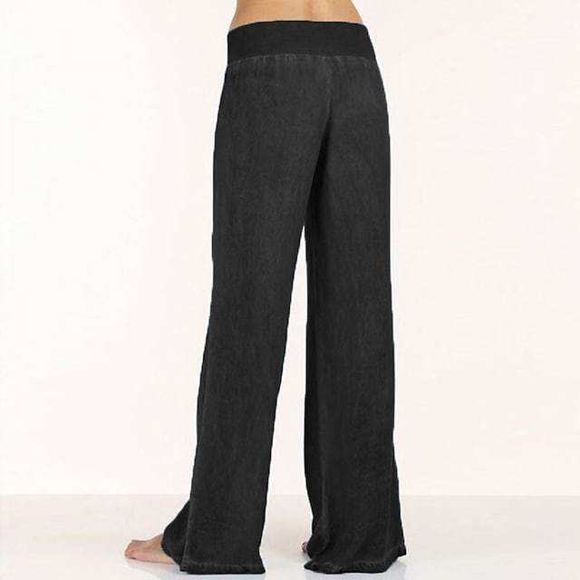 Women's High Waist Elastic Waistband Palazzo Wide Leg Yoga Pants-xinru