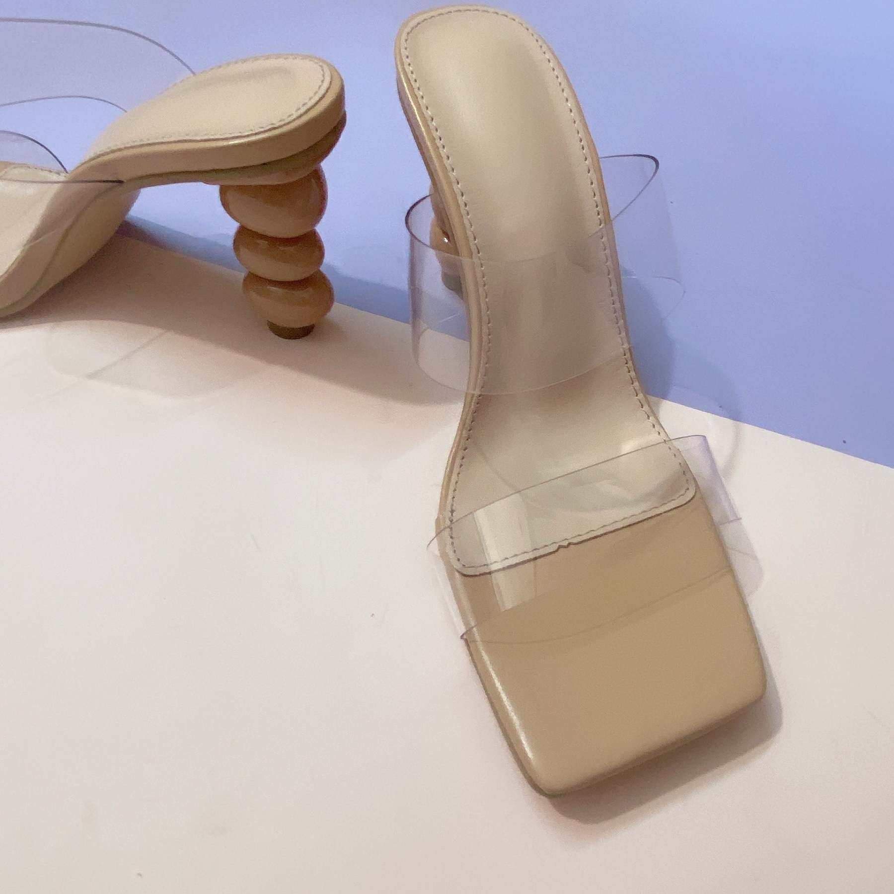 Women Special Gourd Shoes High Heel Transparent Sandal-xinru