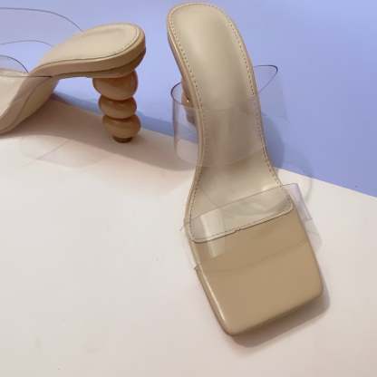 Women Special Gourd Shoes High Heel Transparent Sandal-xinru