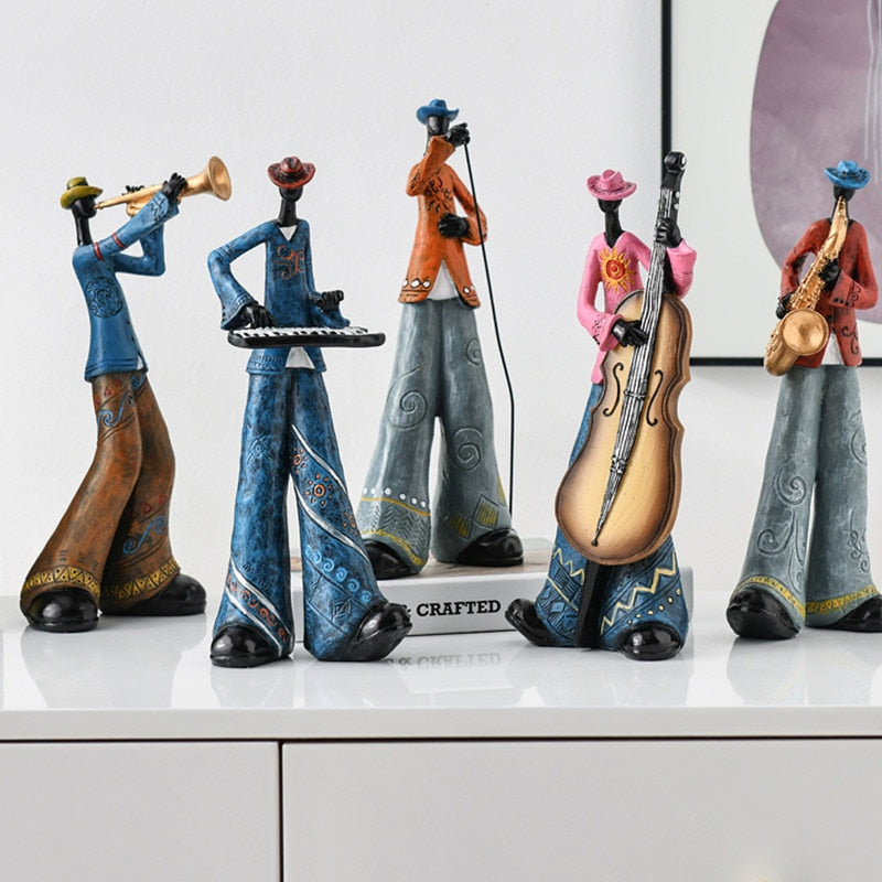 Resin Craft Music Band Statues For Decorations Creative People Ornaments-xinru