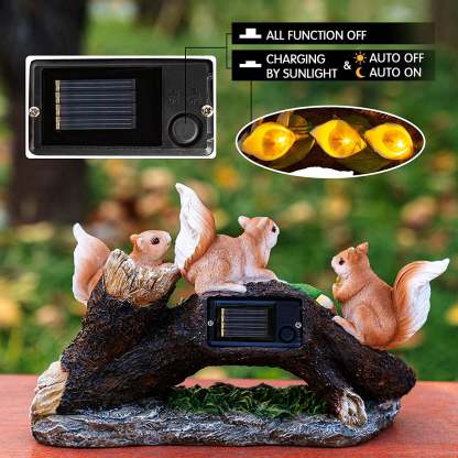 Solar Garden Squirrel Figurines Waterproof With 5 Calla Lily Lights-xinru shop
