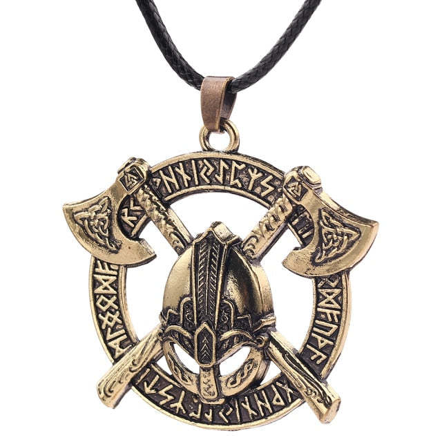Viking Men Odin Raven Slavic Amulet Sword Axe Helmet Pendant Necklaces-xinru